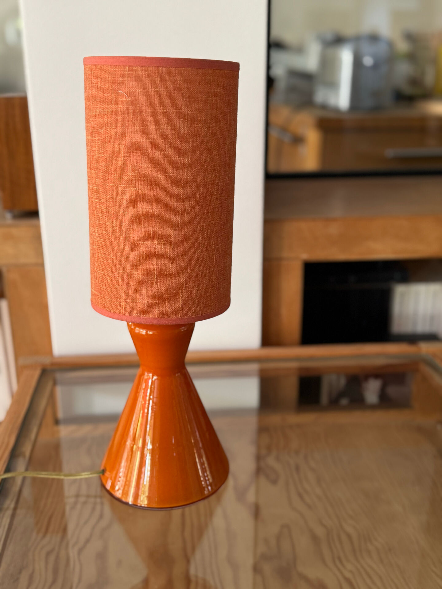 Lampe opaline diabolo orange