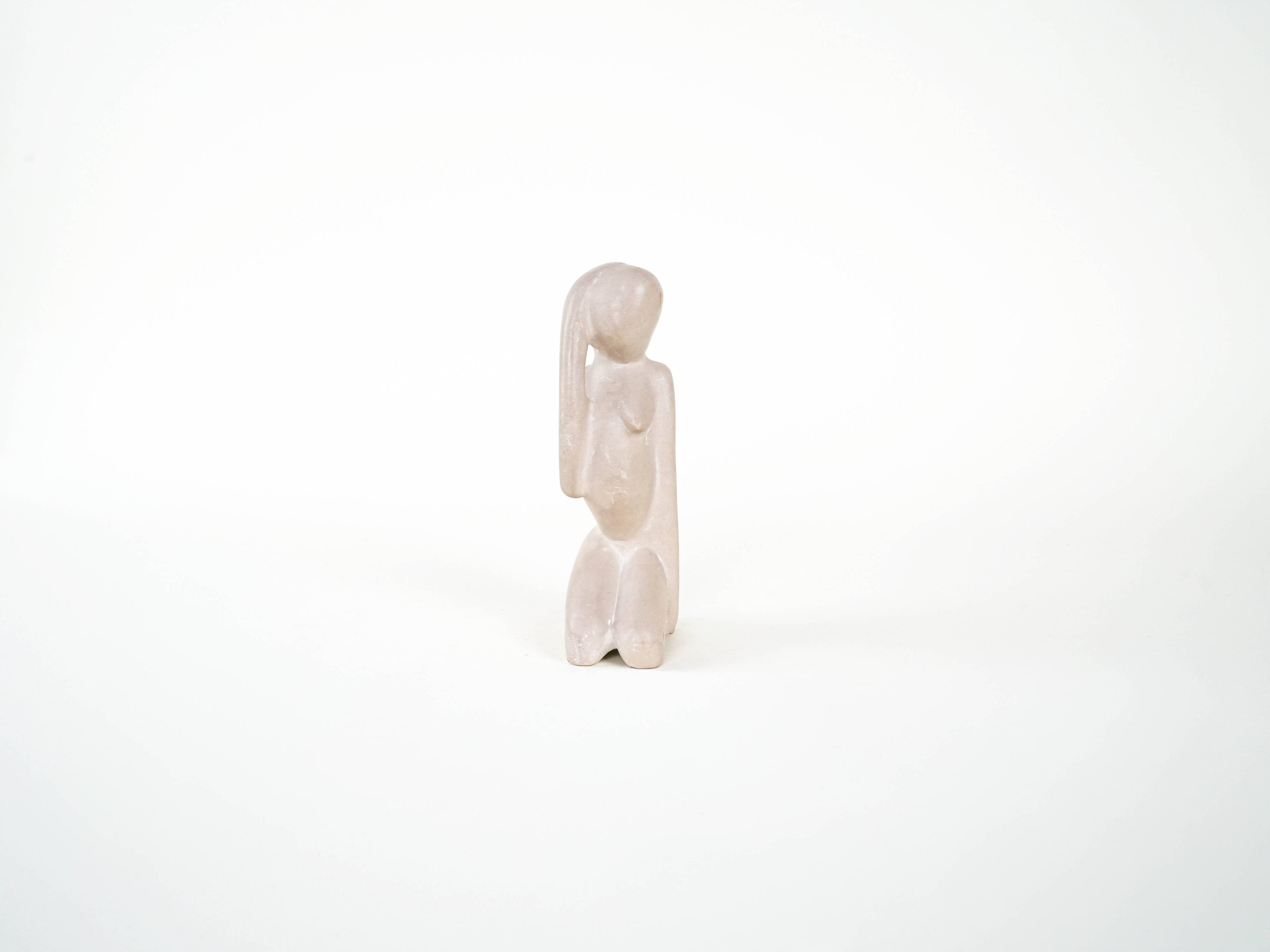 Stone sculpture of a female figure, modernist form, 1980s, produced in Denm