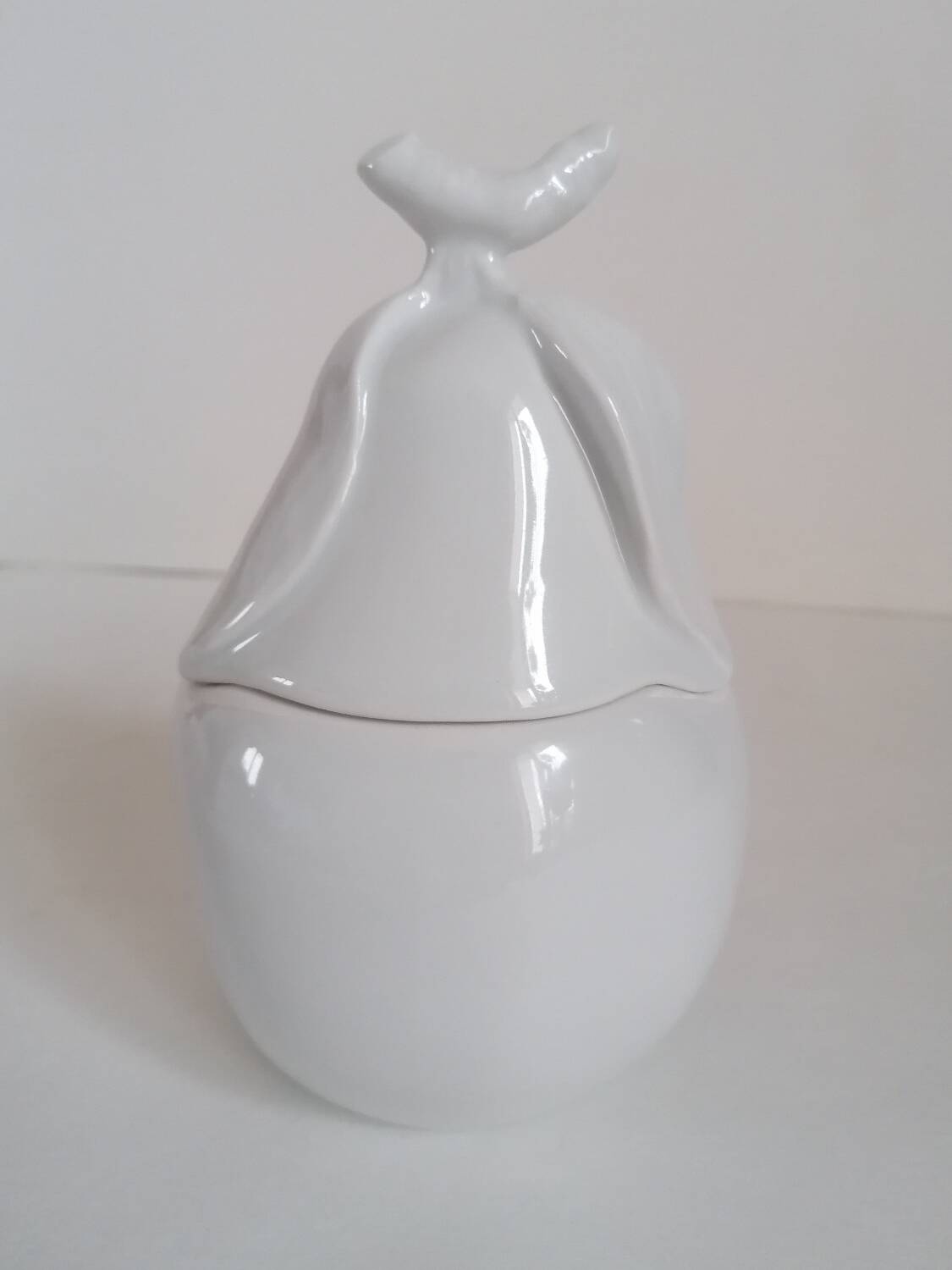 White porcelain pear sugar bowl