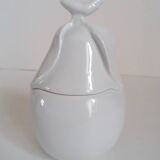 White porcelain pear sugar bowl