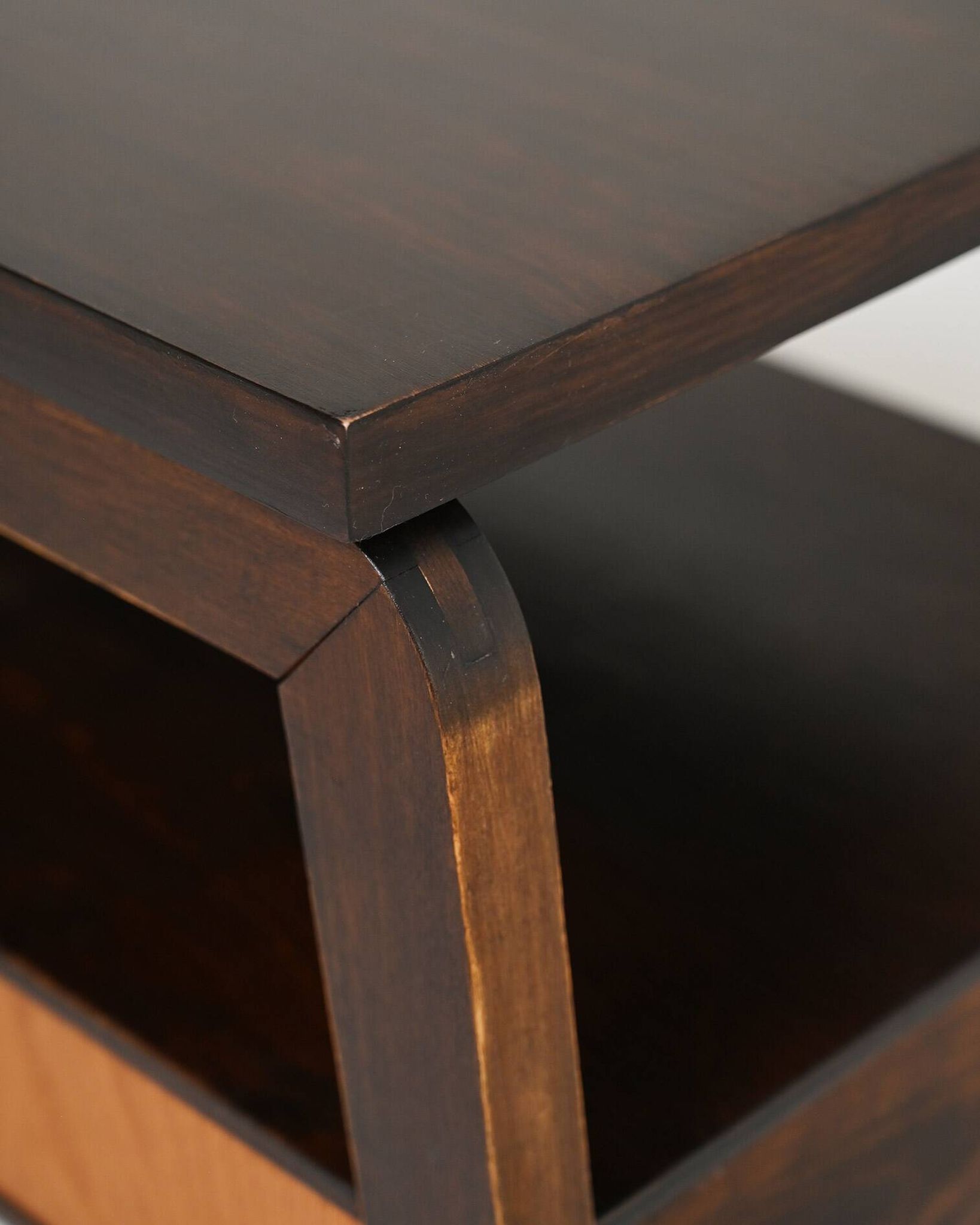 Scandinavian teak and dark wood bedside table, 1950s