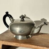Small teapot, pewter coffee pot flattened oval shape