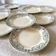 Assiettes plates anciennes Terre de Fer bleu encre début XXe