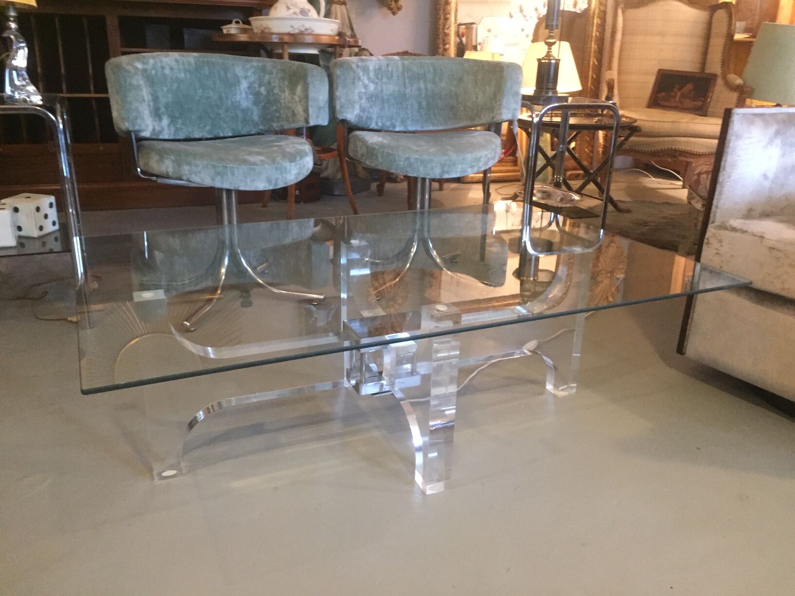 Light of the 1970s glass coffee table