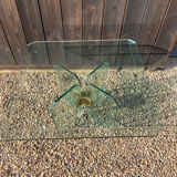Table basse en verre et connecteurs en laiton par peter ghyczy