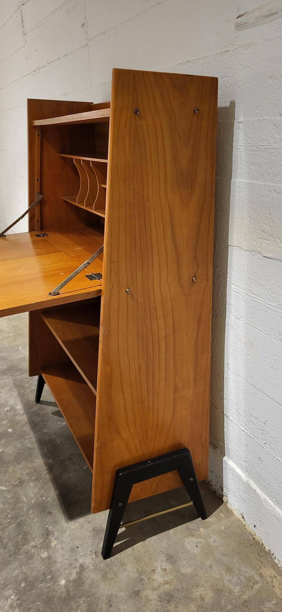 Vintage secretaire with bookcase, 1950s