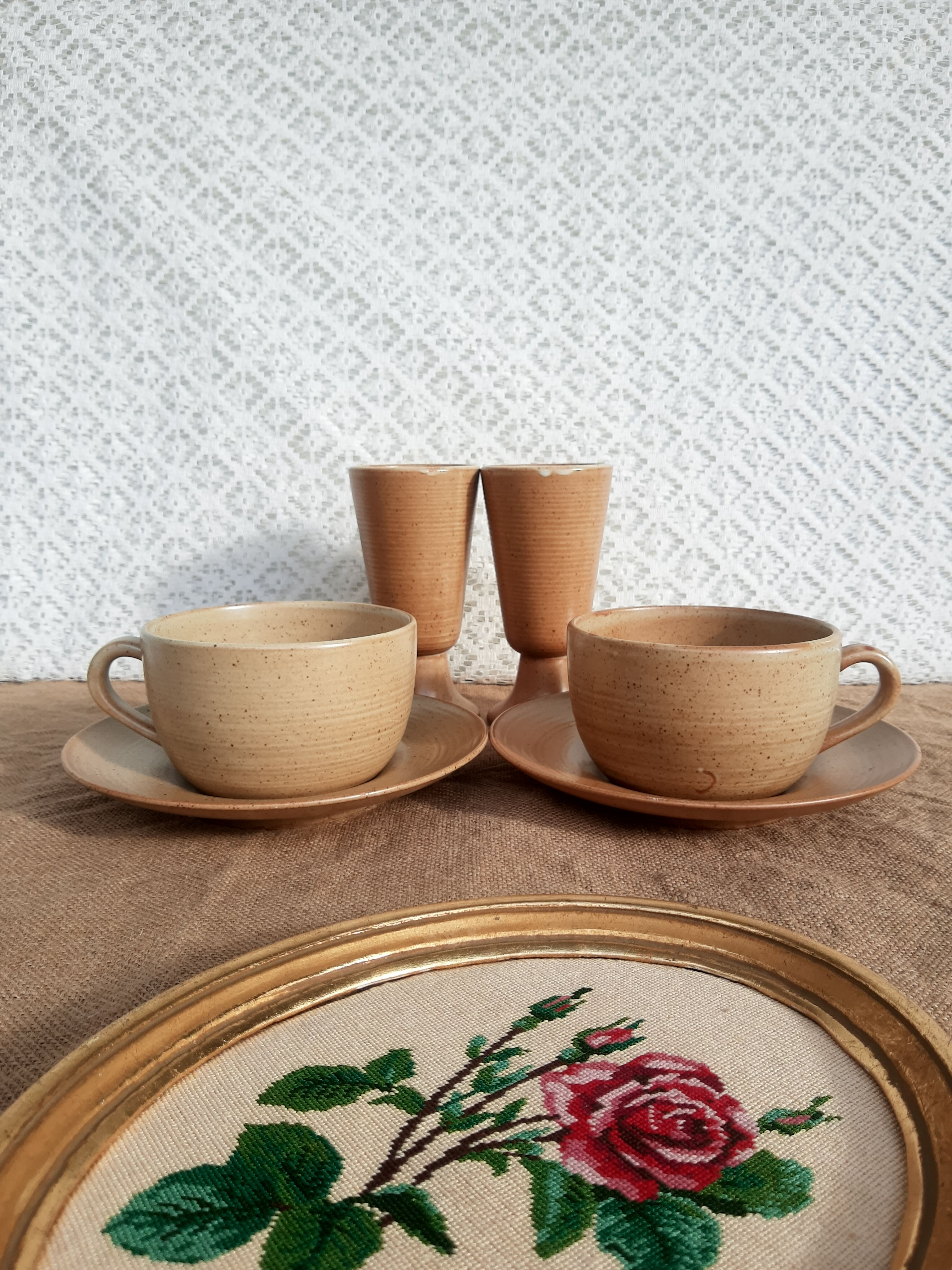 Coffee service tea chocolate stoneware village CNP France vintage