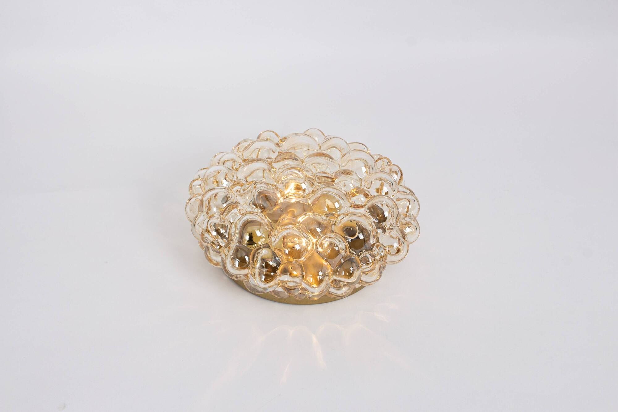 1 of 3 Large Amber Bubble Glass Sconce by Helena Tynell, Limburg, Germany