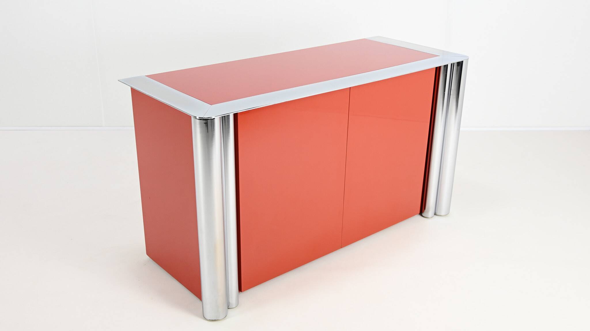 Antonello Mosca, Buffet For Cinova, Lacquer And Chrome, Italy C.1969