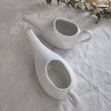 Duo de saucières porcelaine blanche ancien biberon malade