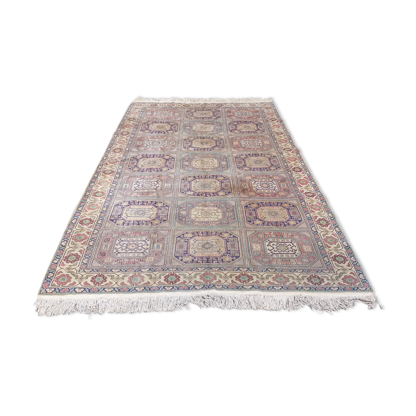 Turkish vintage handmade oriental rug Caesarea 3 x 2 m