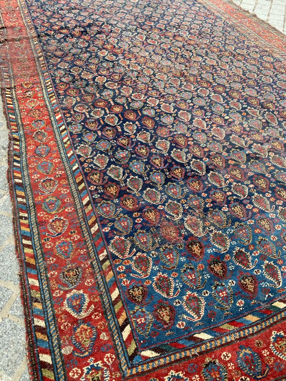 Pretty old Persian carpet of ghashghai handmade 177x328 cm