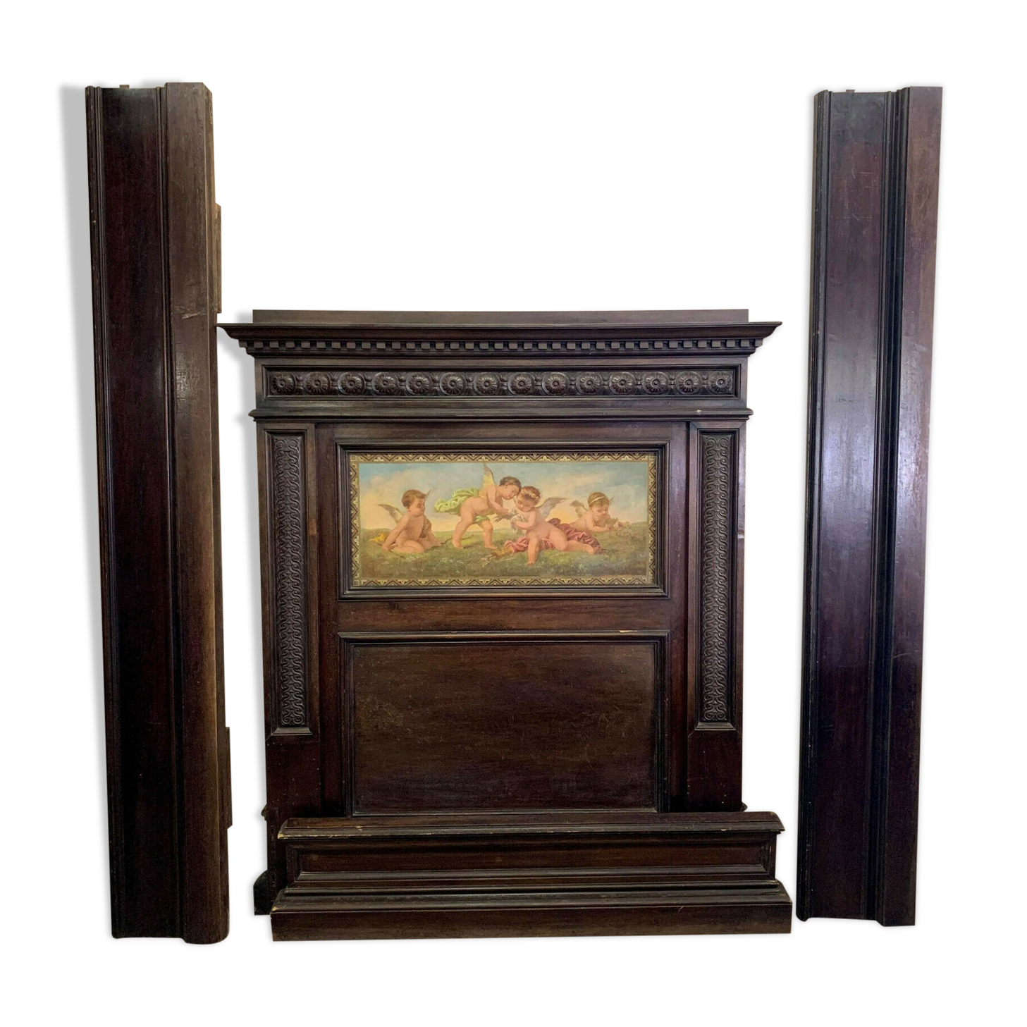 Romantic period center bed stamped walnut with brown patina circa 1860