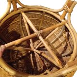 Round rattan pouf stool