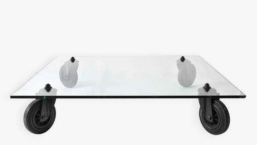 Gae AULENTI (1927-2012) Coffee table model "Table with wheels" for Fontana