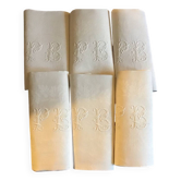 Set de 6 serviettes de chasse 19eme marquées « PB »
