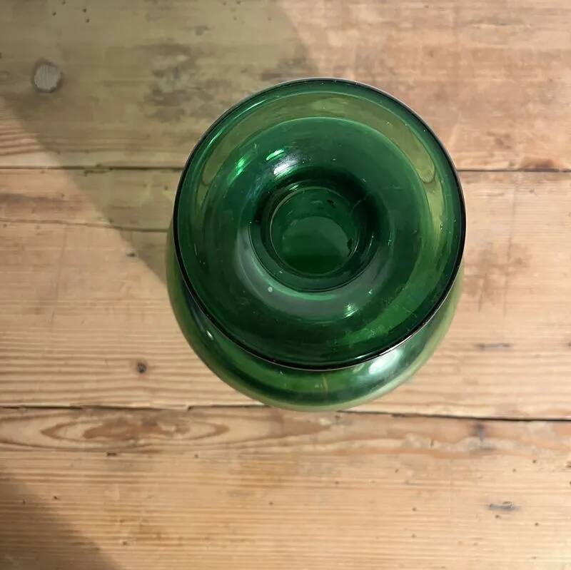 Vintage green bottle glass vase