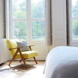 Kompas armchair yellow ribbed velvet