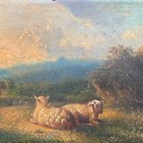 HSP painting "Pastoral with lambs" by Petrus Marius Brouwer (1819/1886)
