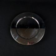 Set of 8 round serving platters or saucers in vintage stainless steel
