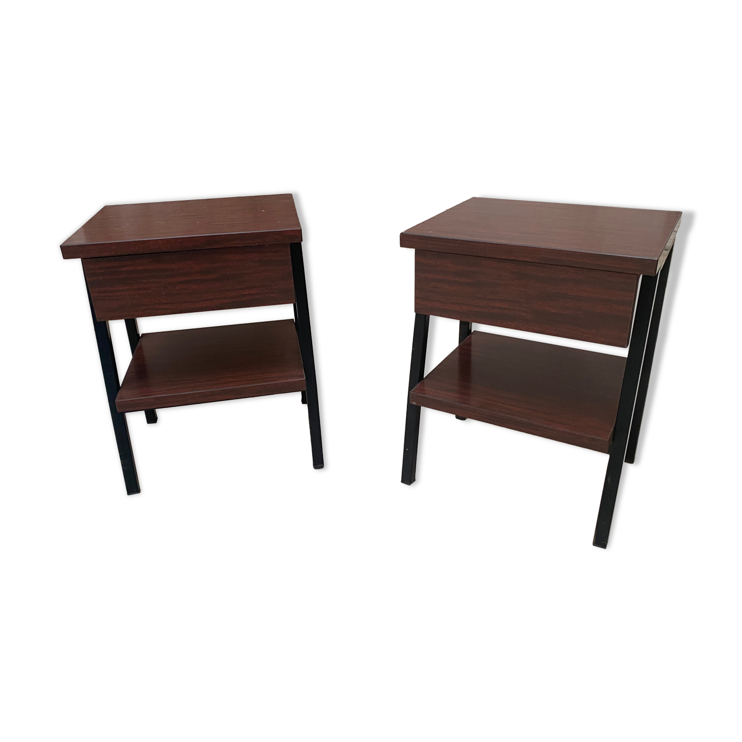 Pair bedside tables feet vintage compass