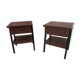 Pair bedside tables feet vintage compass