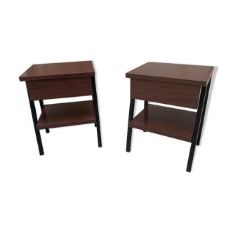 Pair bedside tables feet vintage compass