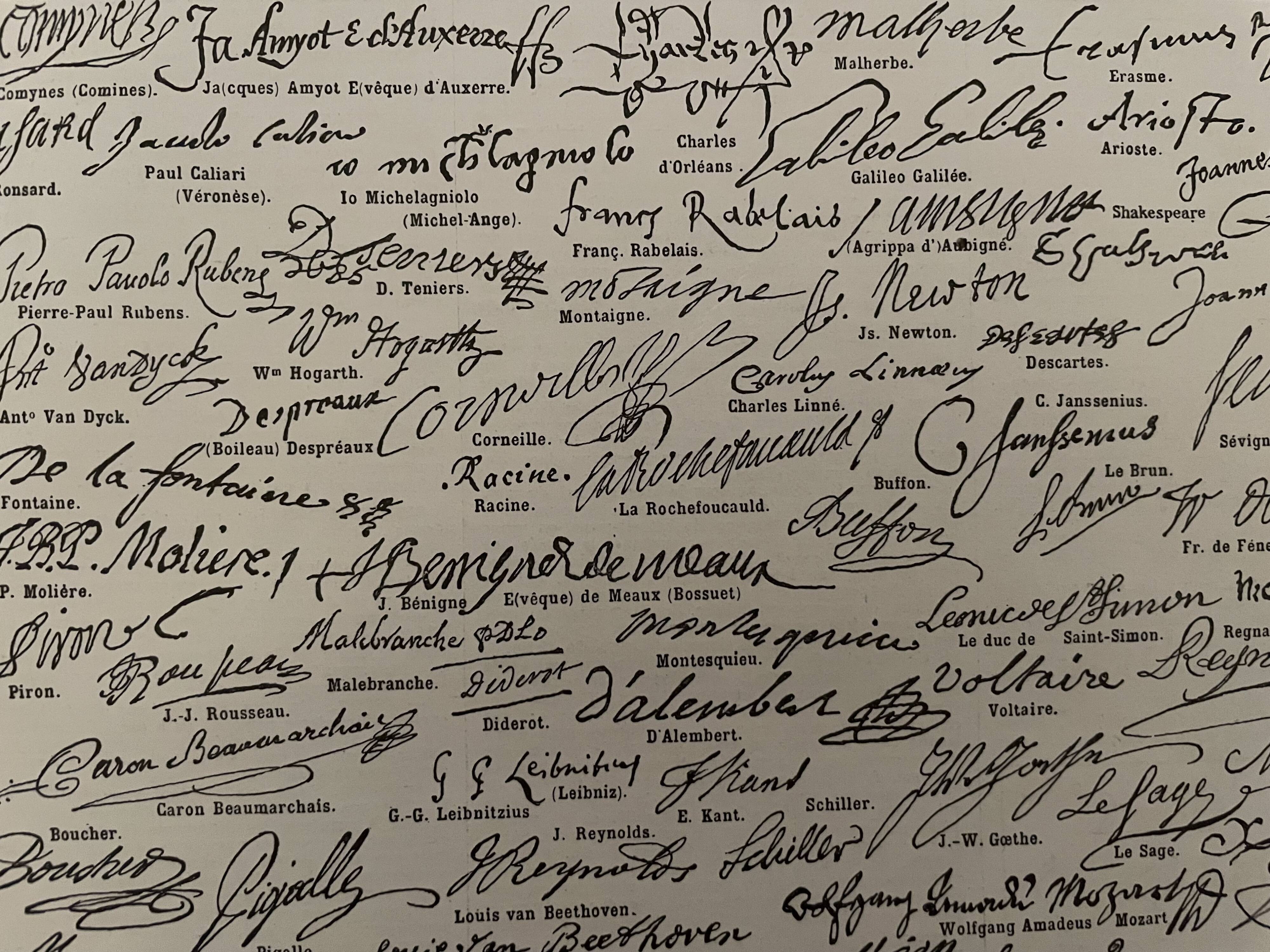 Lithographie sur les signatures de 1928 savants