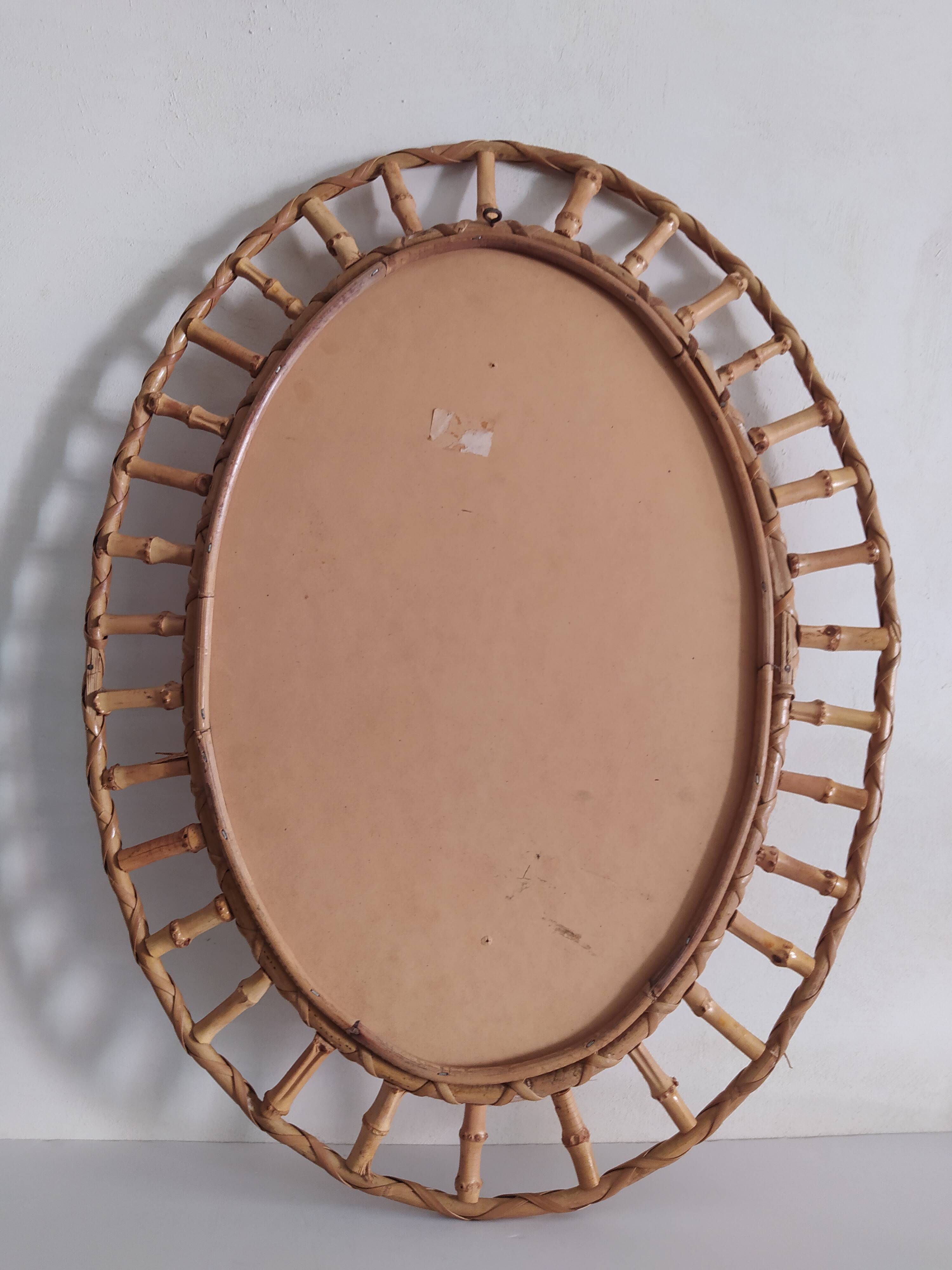 Miroir en bambou vintage