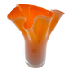 Murano handkerchief vase, blown glass, 1960s design, white and orange.