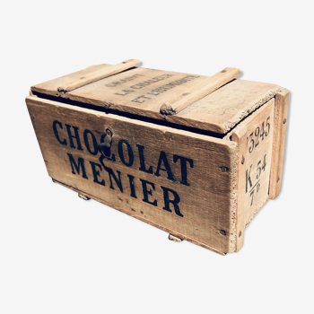 Coffret en bois ancien Meunier chocolat