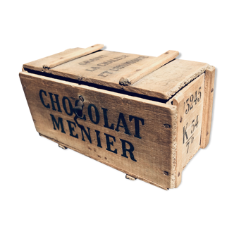 Coffret en bois ancien Meunier chocolat