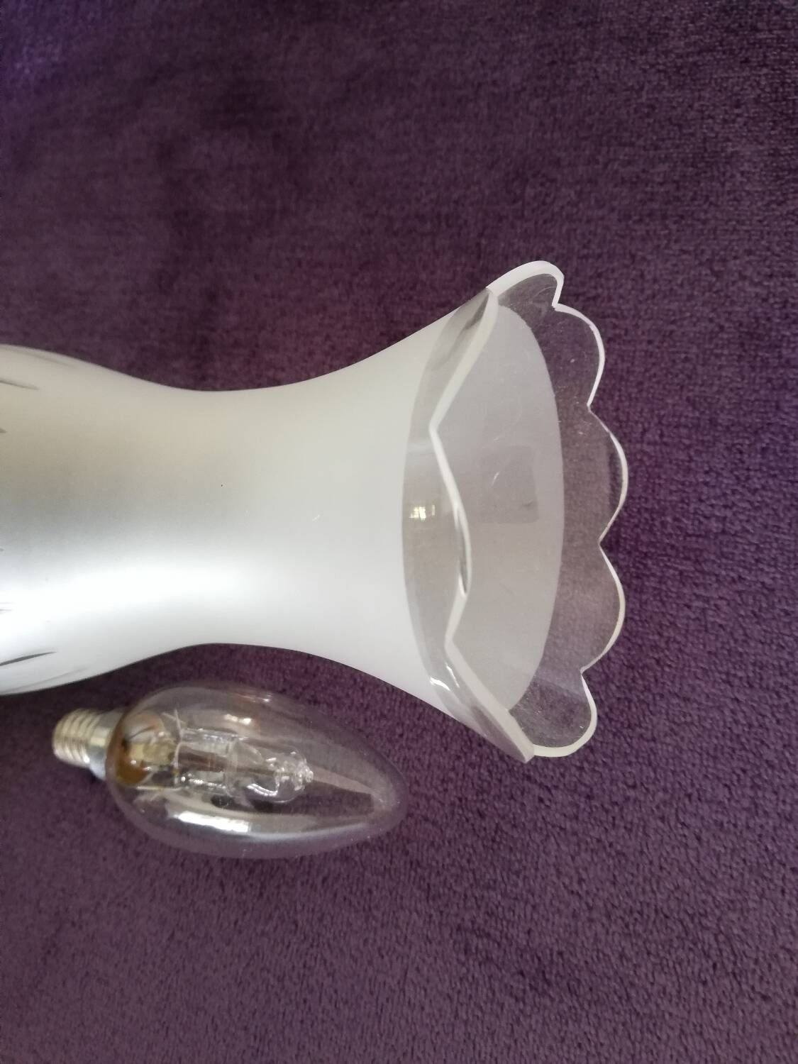 Set of wooden and frosted glass wall lights