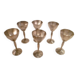 Ens.de 6 mini gobelets sur pied art deco en met.argente avec écussons