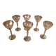 Set of 6 mini goblets on a pedestal in Art Deco style made of silver-plated metal with crests.