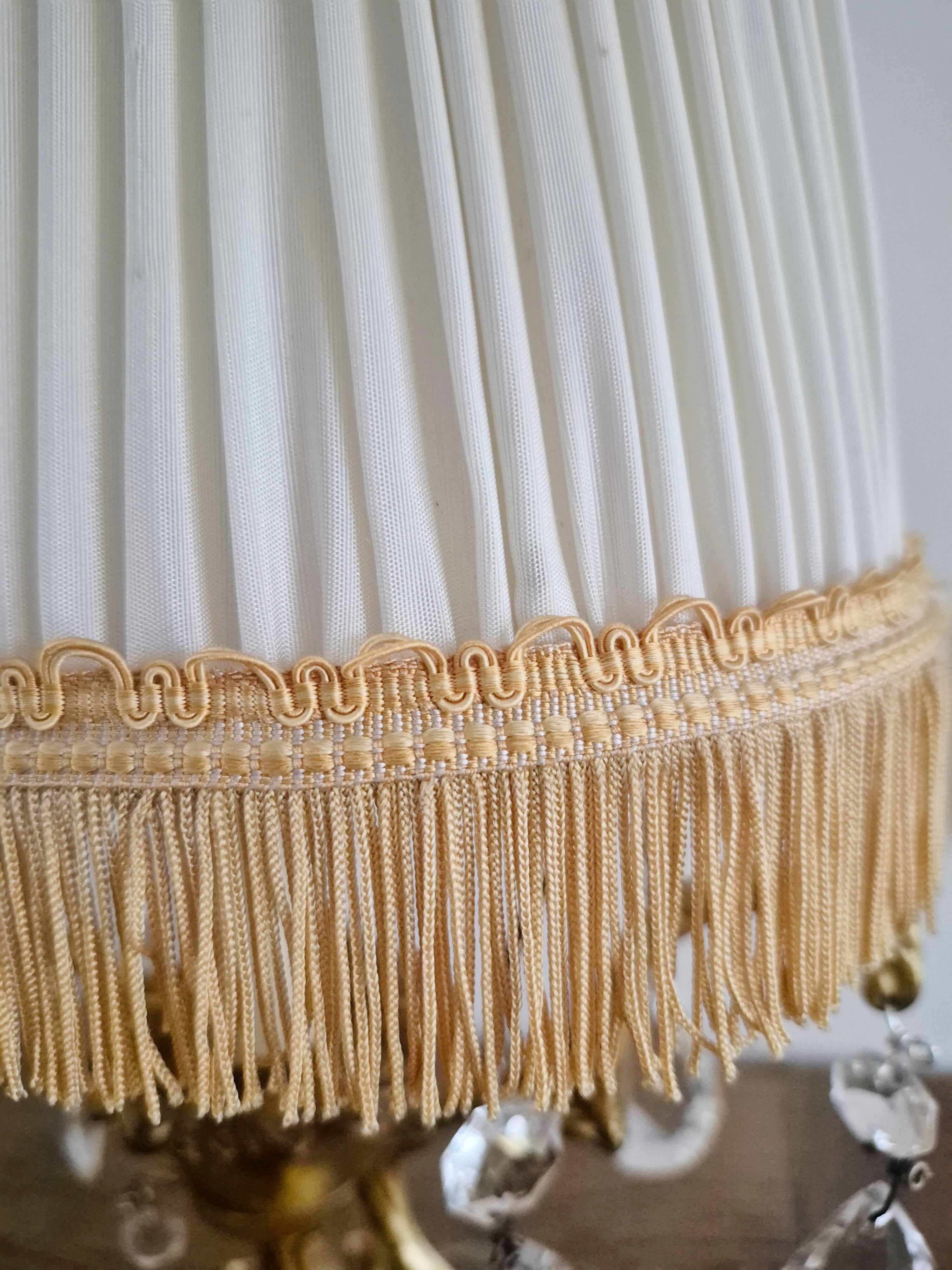 Gilt bronze bouillotte lamp with crystal drops, Empire style
