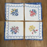 Serviettes à thé brodée main France lot de 4