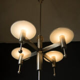 Art Deco or Bauhaus Nickel-plated 4-flamming chandelier, 1920s