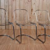 Series of 6 tubular steel chairs