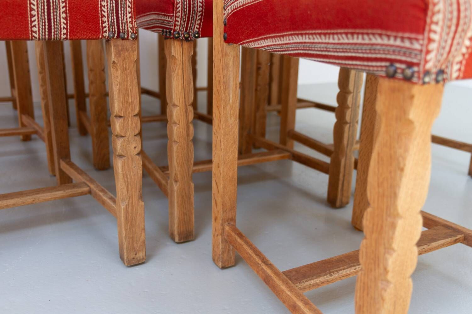 Vintage danish brutalist ladder back oak dining chairs