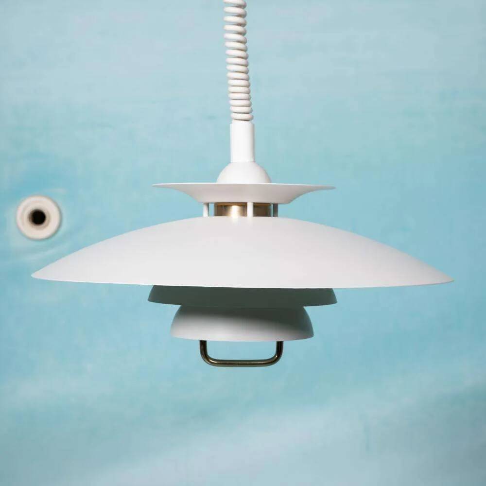 Vintage Scandinavian bowl lamp, minimalist mid-century pendant.