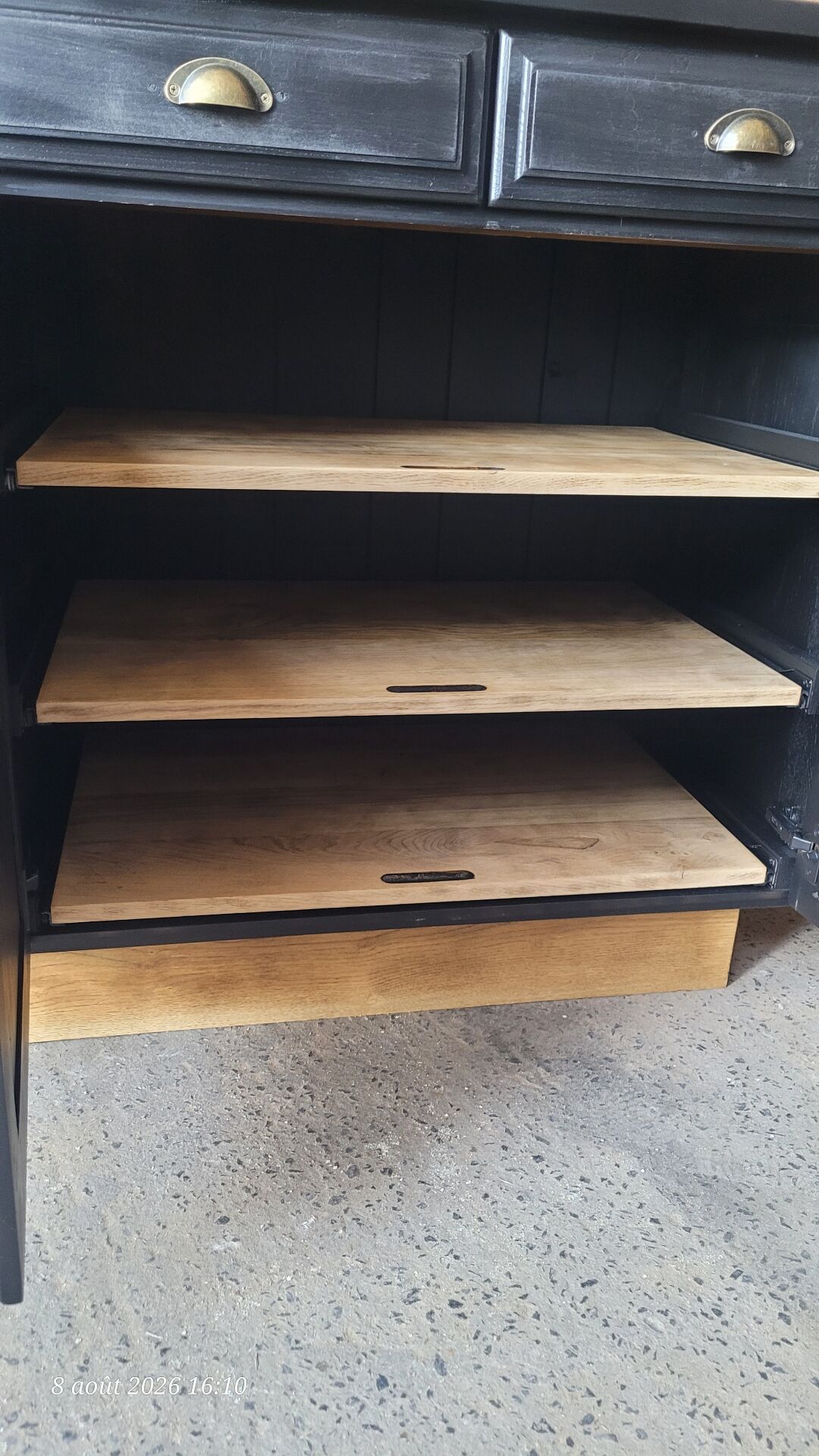 Large wooden and black sideboard