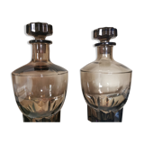 Pair of deco deco deco decanters smoked glass