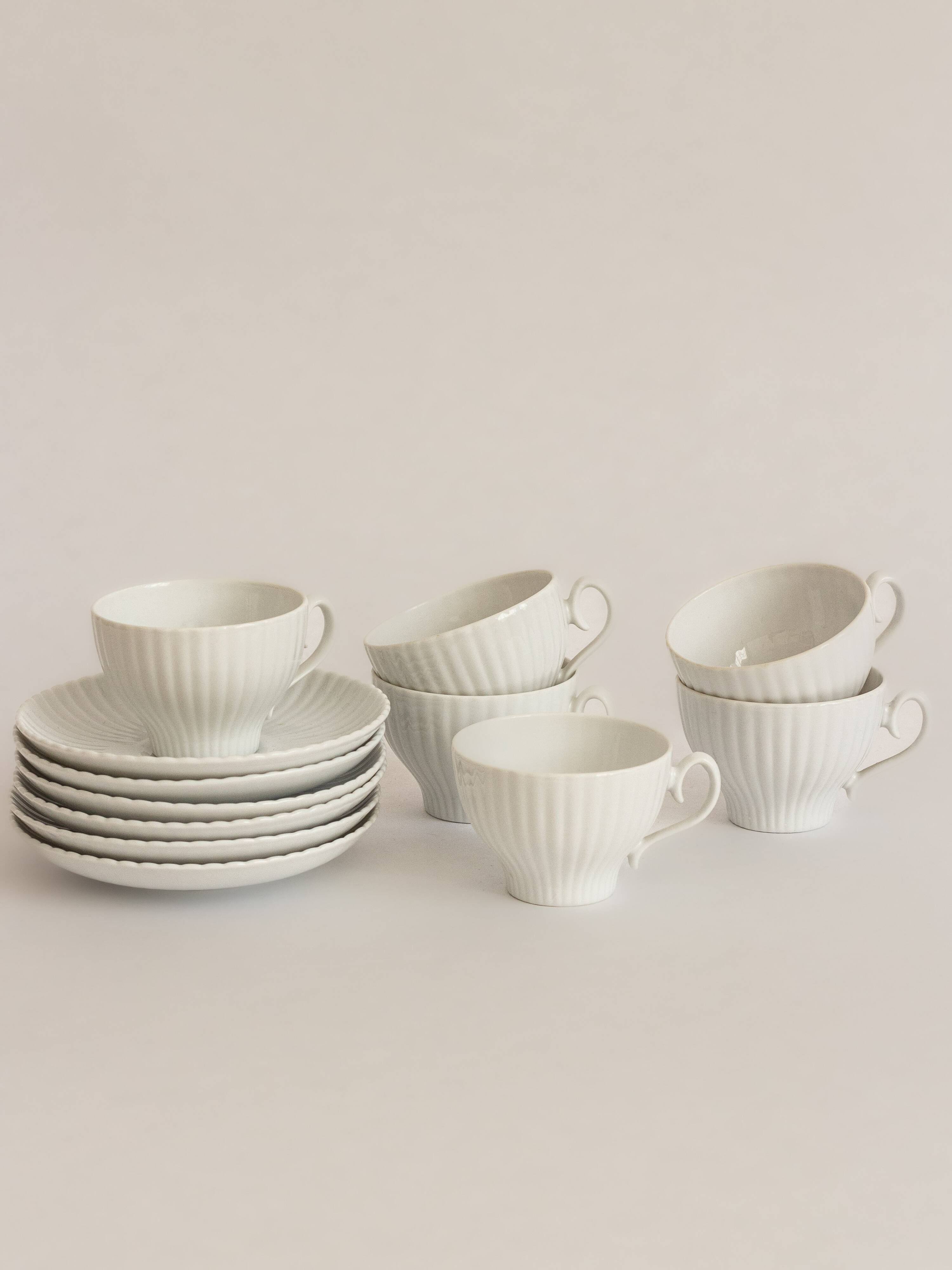 Set of six coffee cups and saucers, Karlskrona, Sweden, 1950s