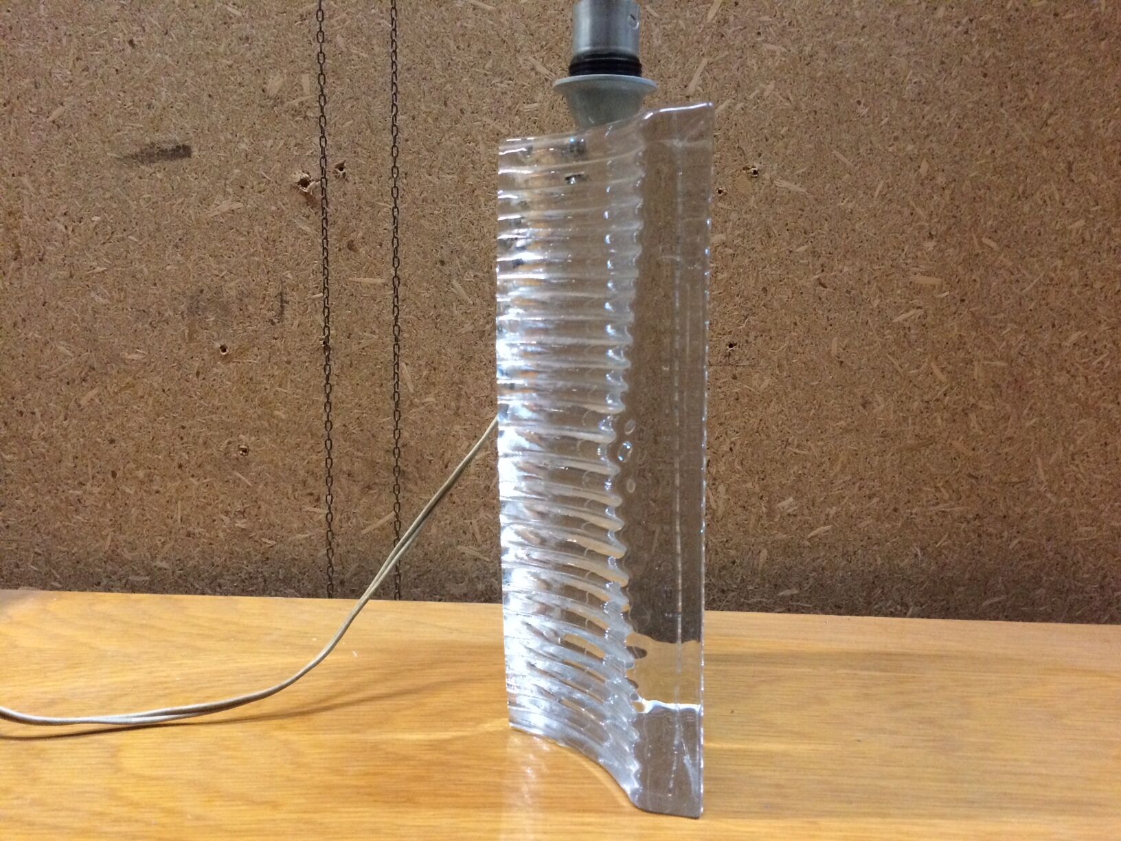 Vintage crystal lamp foot signed daum france - 70s