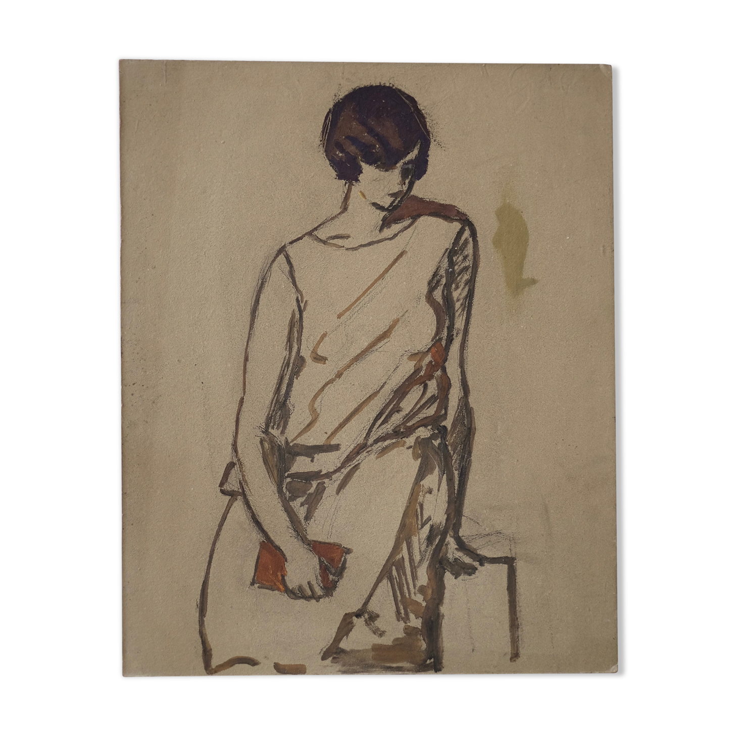 Portrait painting sketch woman on the 2 sides