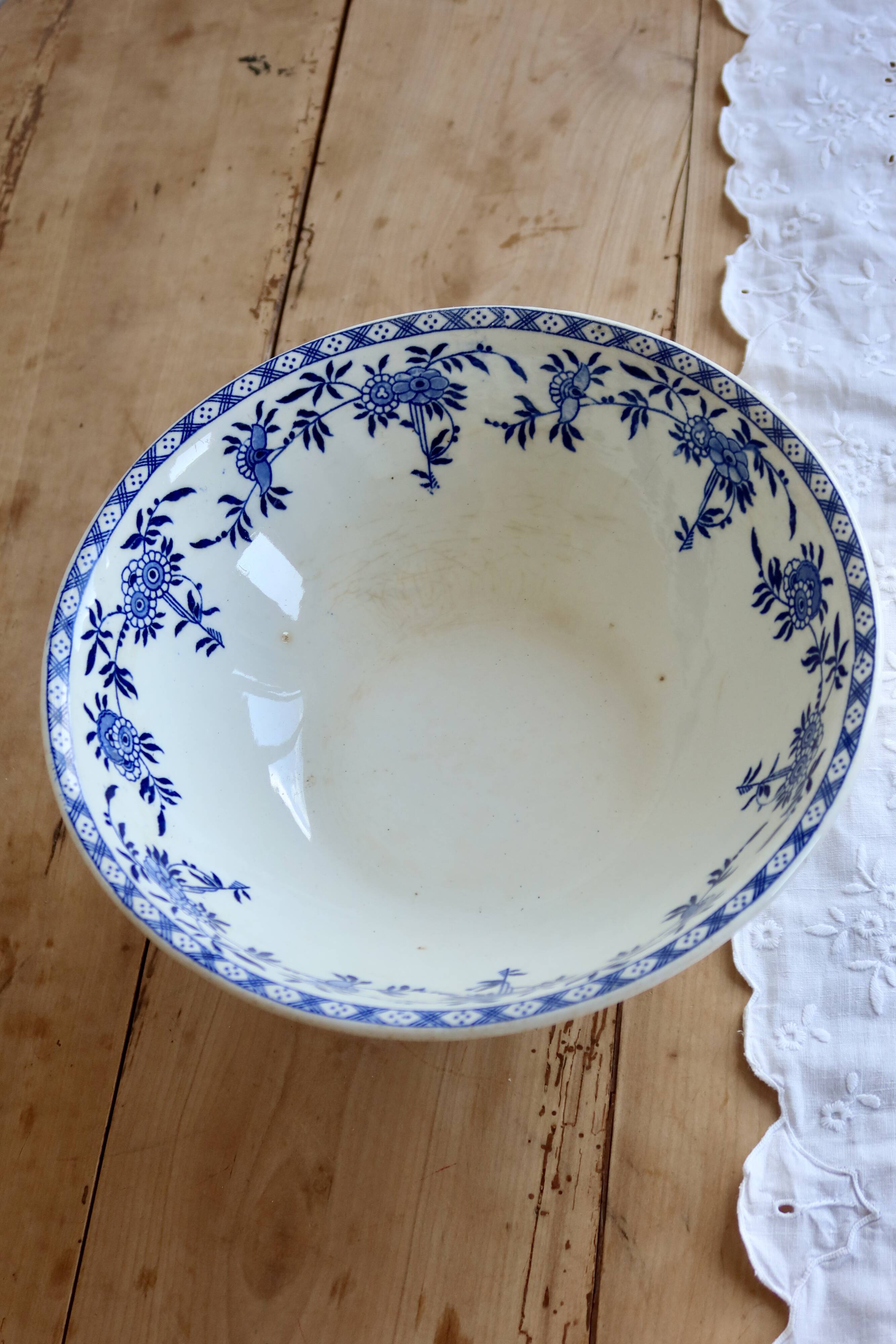 Saladier ancien porcelaine de Dresde bleu blanc