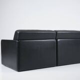 Black leather DS 78 sofa by De Sede