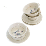 Set of 4 tea cups, porcelain Old Royal Factory of Limoges, Vintage