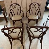 Set of 4 curved wooden armchairs
